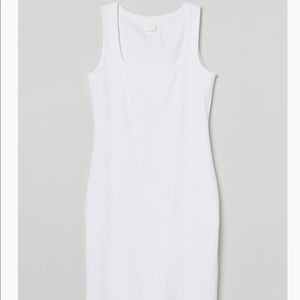 White ribbed jersey dress